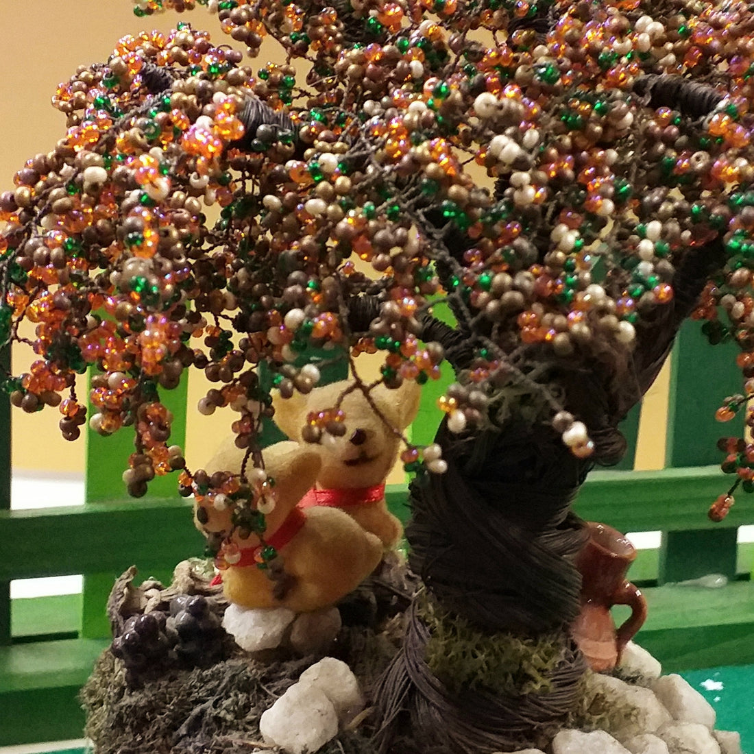 cerbiatti con pianta bonsai da frutta albero perline rocailles di conteria beads