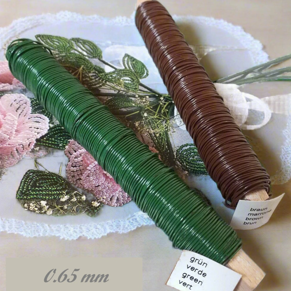 fili di ferro metallici colorati verde marrone per fioristi perline fiori hobby creativi 0.65 mm rivestiti ricoperti laccati