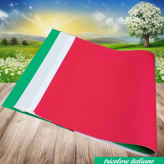 rosso verde bianco tricolore italiano festa 25 aprile 2 giugno gomma crepla seta carta eva fommy sottile 0.7 mm modellabile uso fai da te fiori bomboniere composizioni pasquali colori assortiti