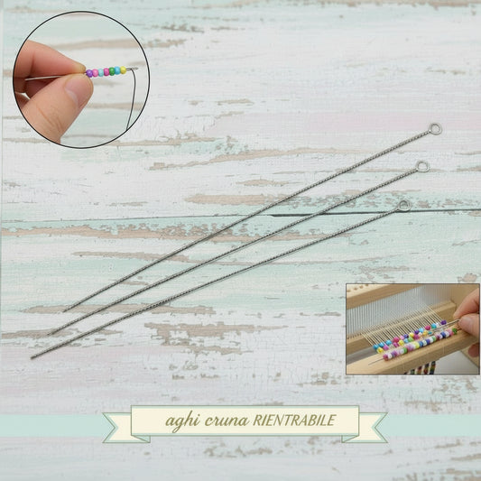 Aghi infila perline ricamo infilaperle bigiotteria cruna rientrabile uso per collane cucito tessitura telaio braccialetti tissage danese