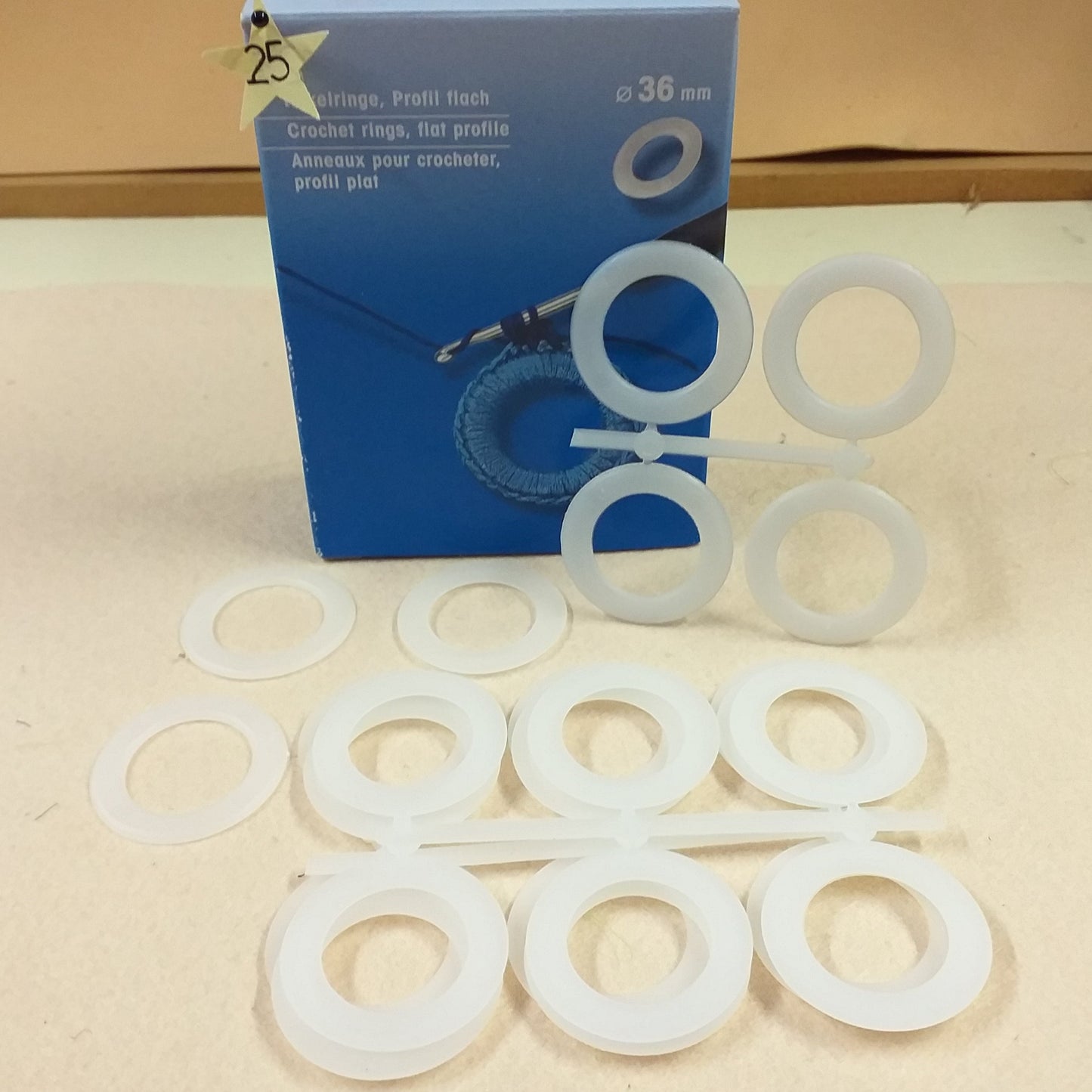 25 pezzi diametro 36 mm anellini cerchietti crochet facile anelli uncinetto plastica da rivestire per borse lavoro maglia collana prym hakelring rings anneaux pour crocheter