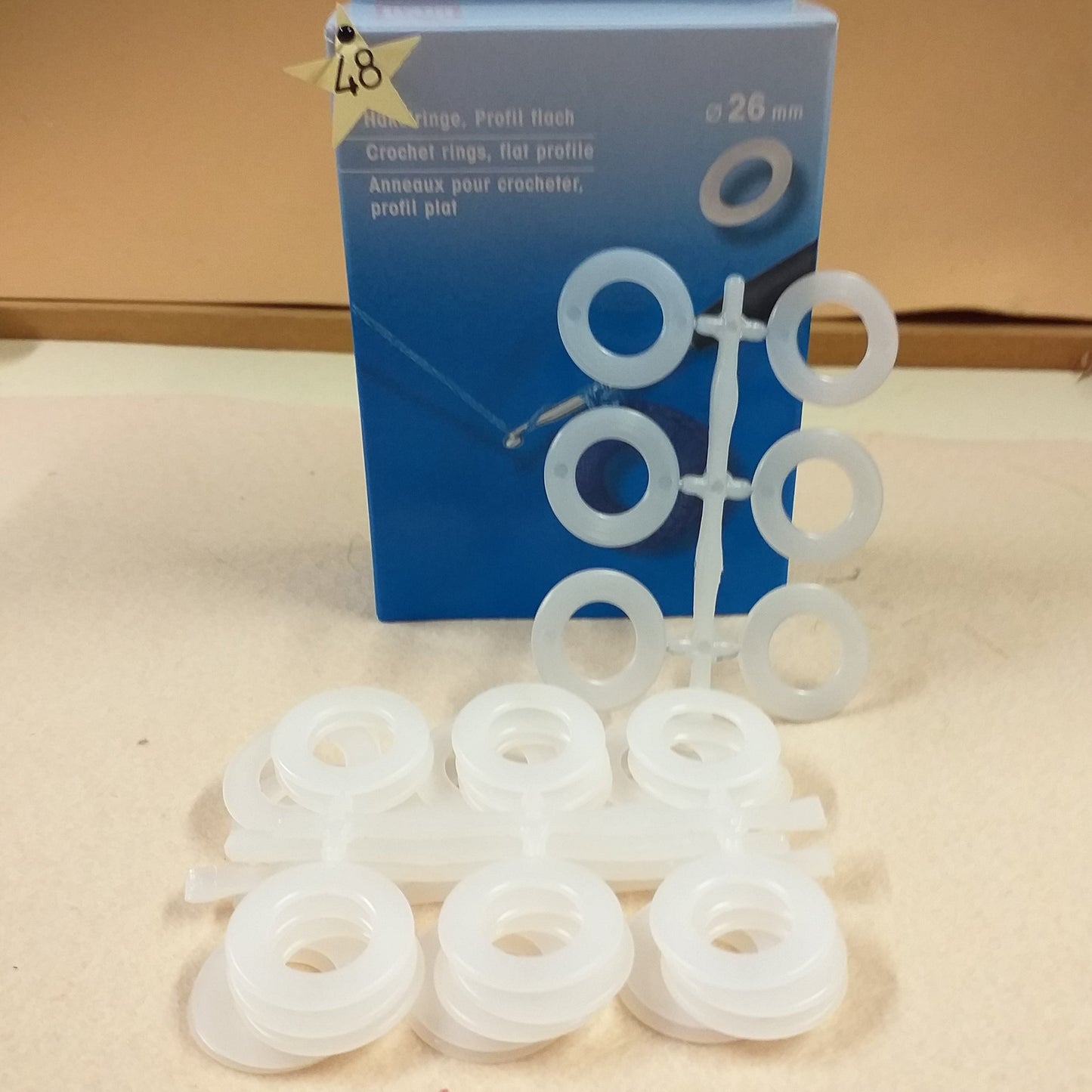 48 pezzi diametro 26 mm anellini cerchietti crochet facile anelli uncinetto plastica da rivestire per borse lavoro maglia collana prym hakelring rings anneaux pour crocheter