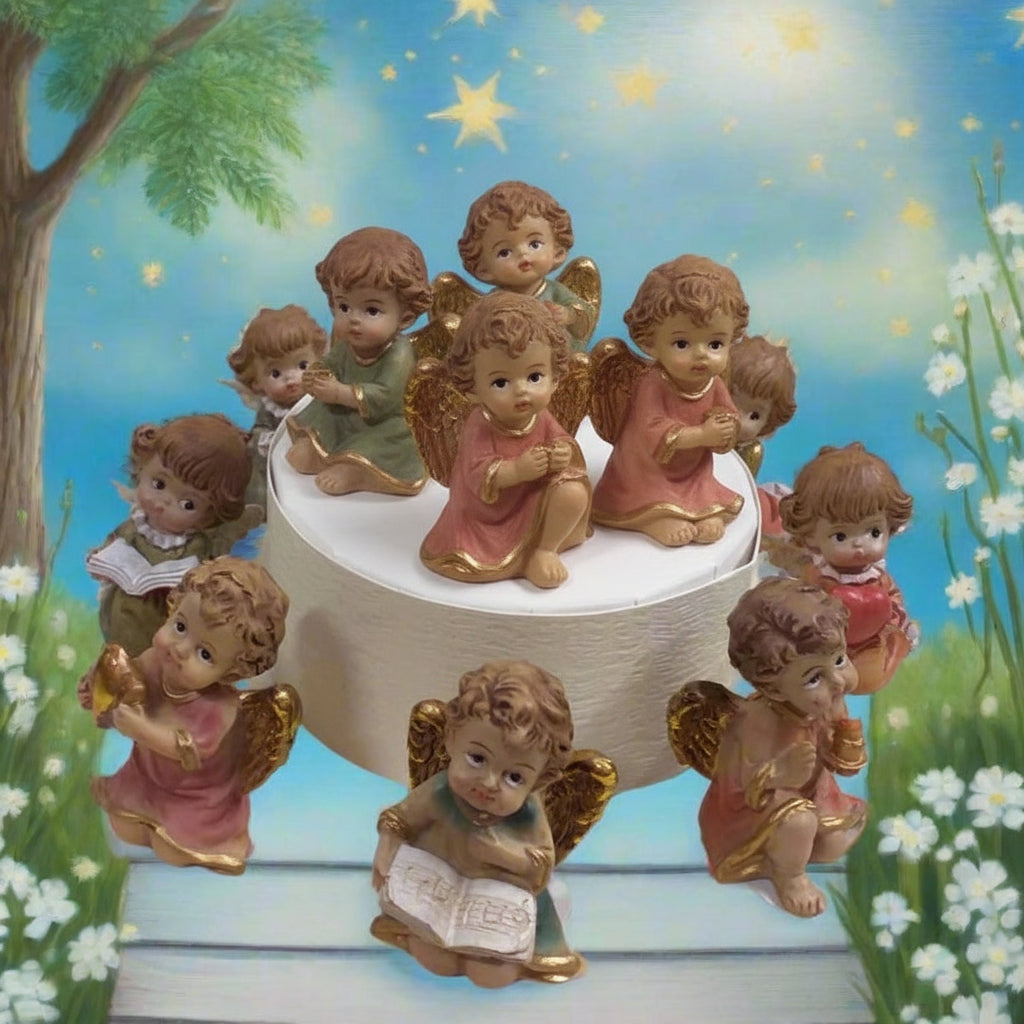 colori pastello bianco oro angeli bomboniere statuine forma angioletto custode idee regalo per Battesimo Comunione Cresima statuette da collezione vetrinistica
ricordini natalizi oggettini pensierini uova pasquali