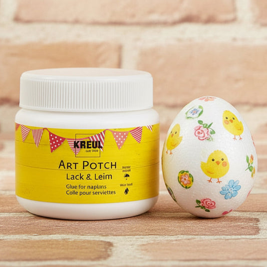 kit prodotti colla acrilica art potch lack leim colle pour serviettes decoupage tovaglioli di carta uso pittura su carta tempera acrilica Kreul, idea fai da te uovo pulcini