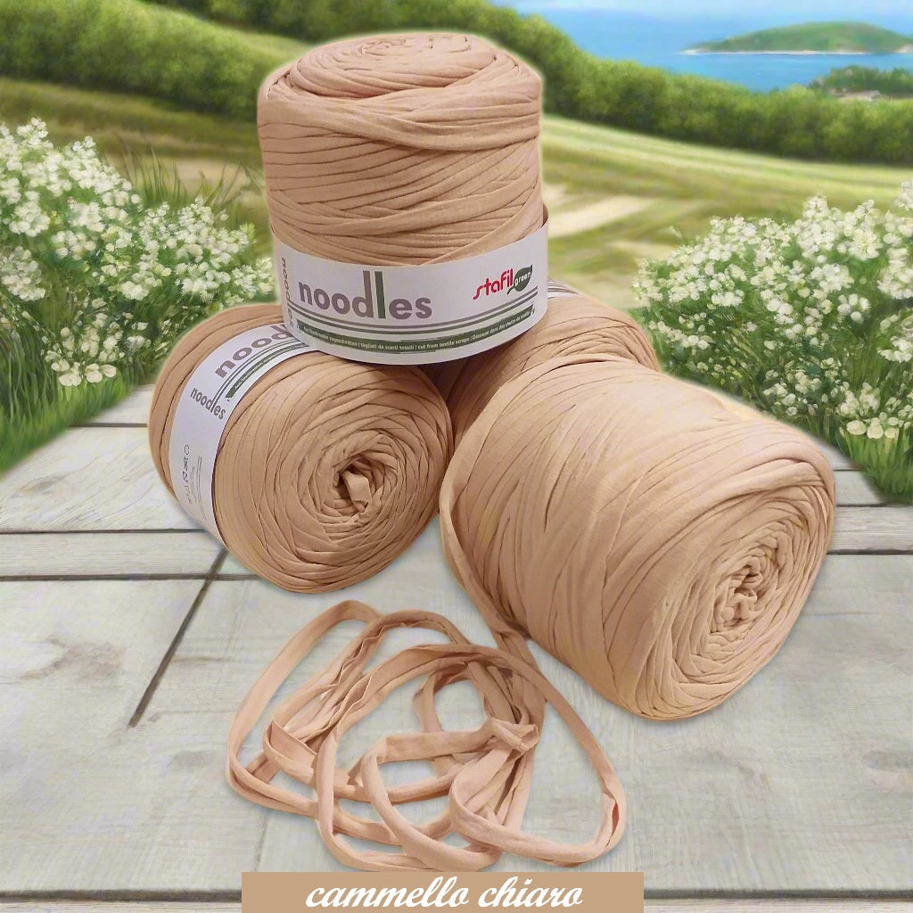 beige carne fettuccia cotone elastico stafil Noodles per borse uncinetto pochette clutch bags abbigliamento moda sportina borsina cestini bimbi pelosetti cucce culle