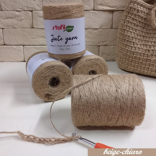 beige chiaro rustico filato juta jute garn yute yarn stafil green cordino borse uncinetto filo 2 mm cordoncino per macramè tessitura tappeti cappelli scarpe sandali