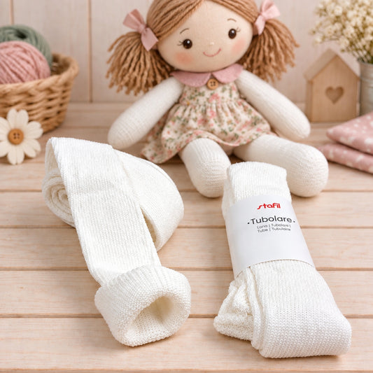 bianco crema tubolare stretto Stafil 3 cm per rivestire braccia gambe di bambole di pezza