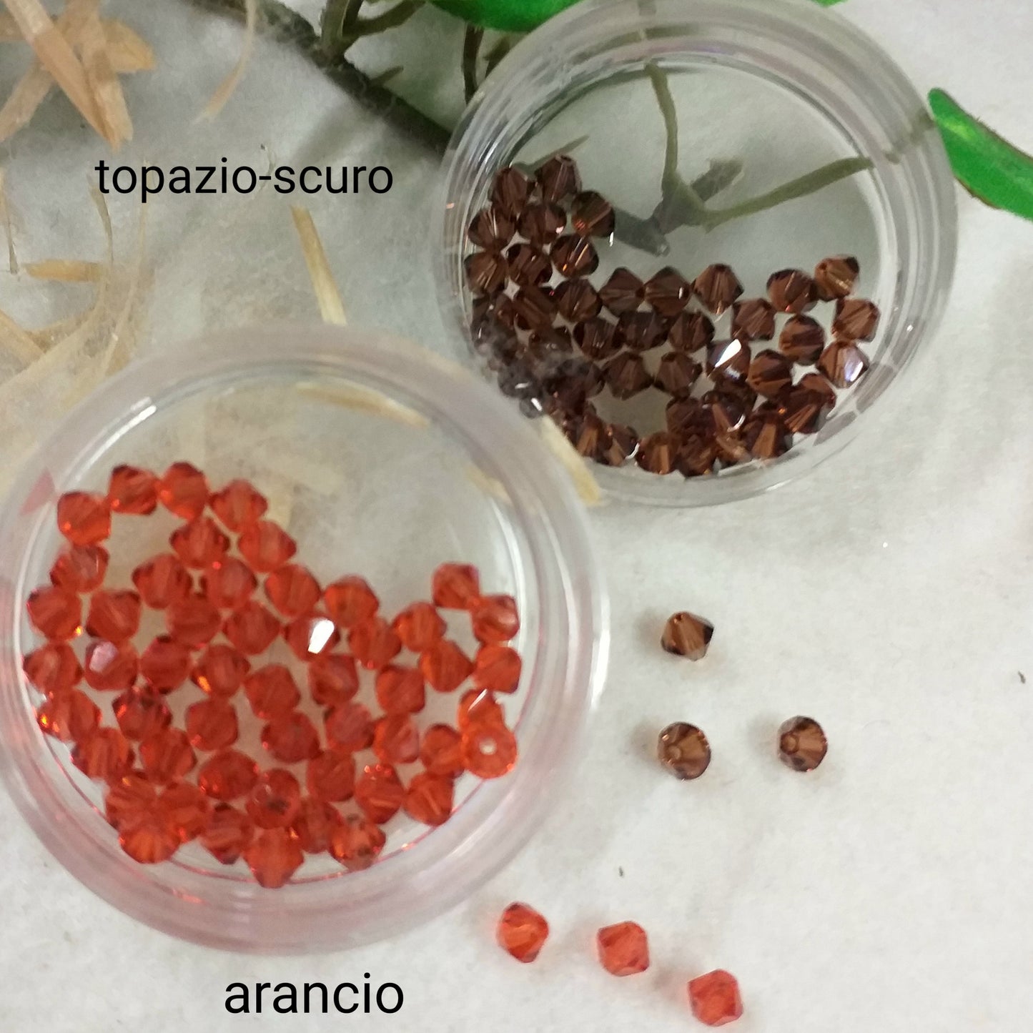 topazio scuro arancio bicono rombetti Swarovski perline uso creare lavorazione artigianale orecchini perle anelli gioielli bijoux di bigiotteria