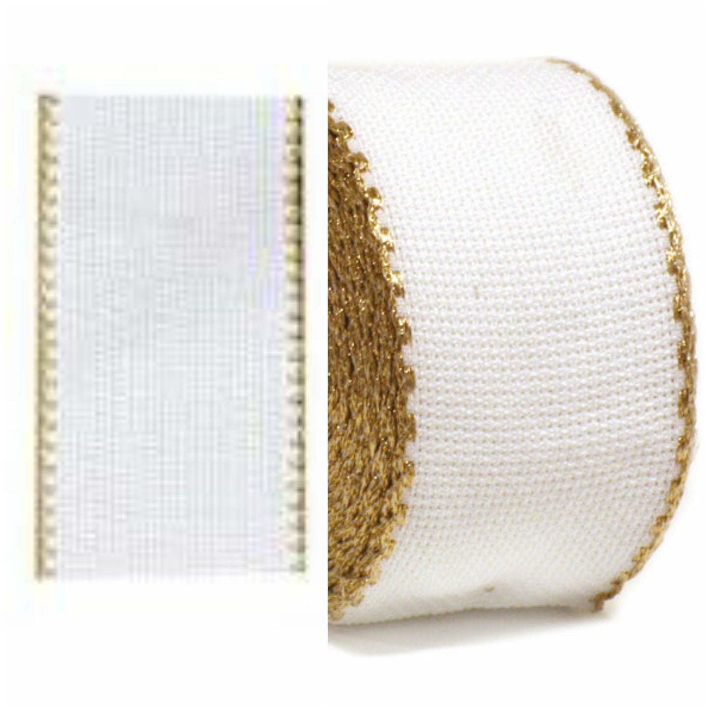 bianco oro nastro da bordo, fascia bordura di tela aida bordino dorato Natale per ricamo cifre iniziali auguri scritte e ricamare biancheria della casa