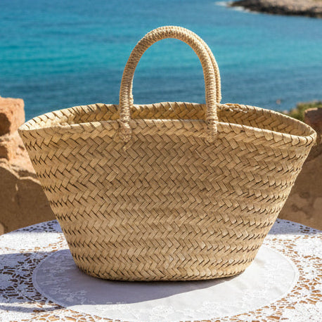 piccola 30 x 20 x 18 cm forma cesto coffa siciliana paglia naturale borsa mare con manici da rivestire decorare fai da te personalizzare