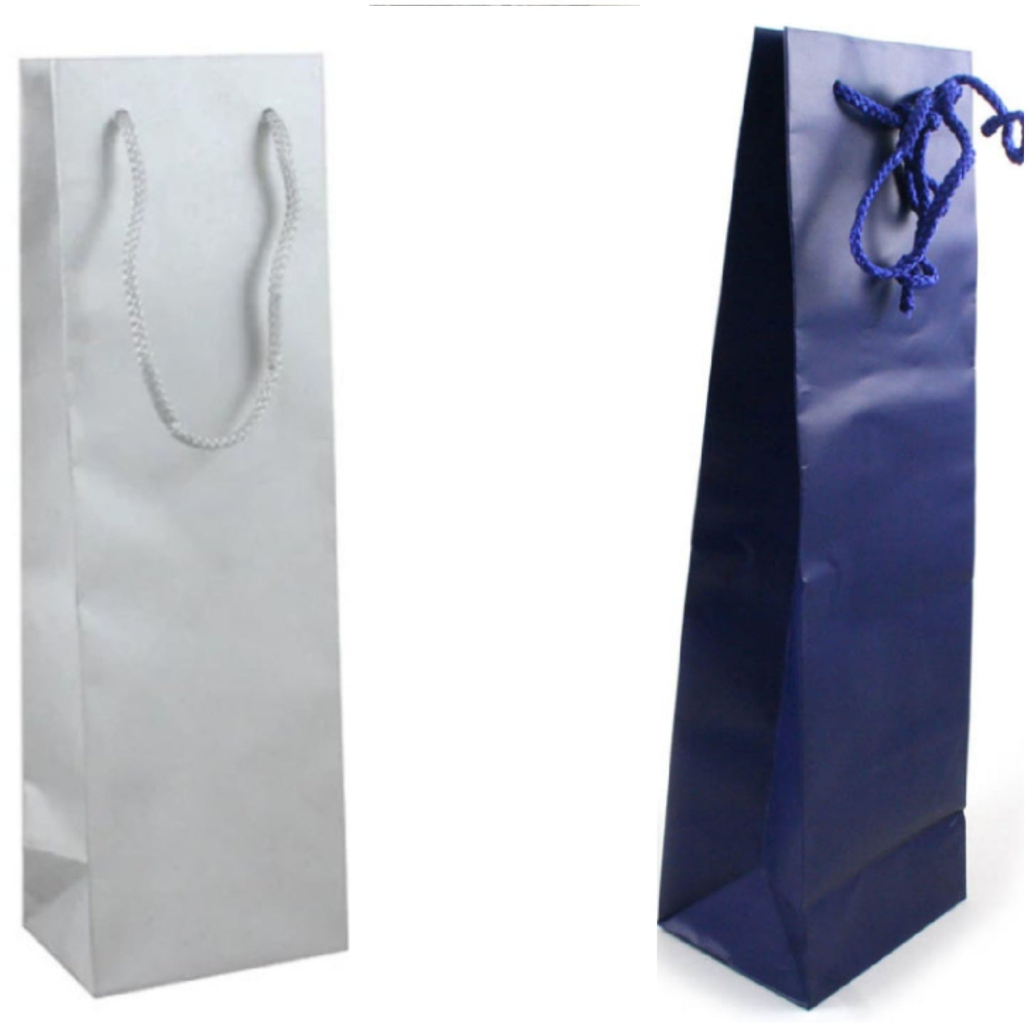 argento blu carta borse con manici corda per confezione regalo vino Natale shopper bag portabottiglie confezionamento verticale bordolese borgognotta