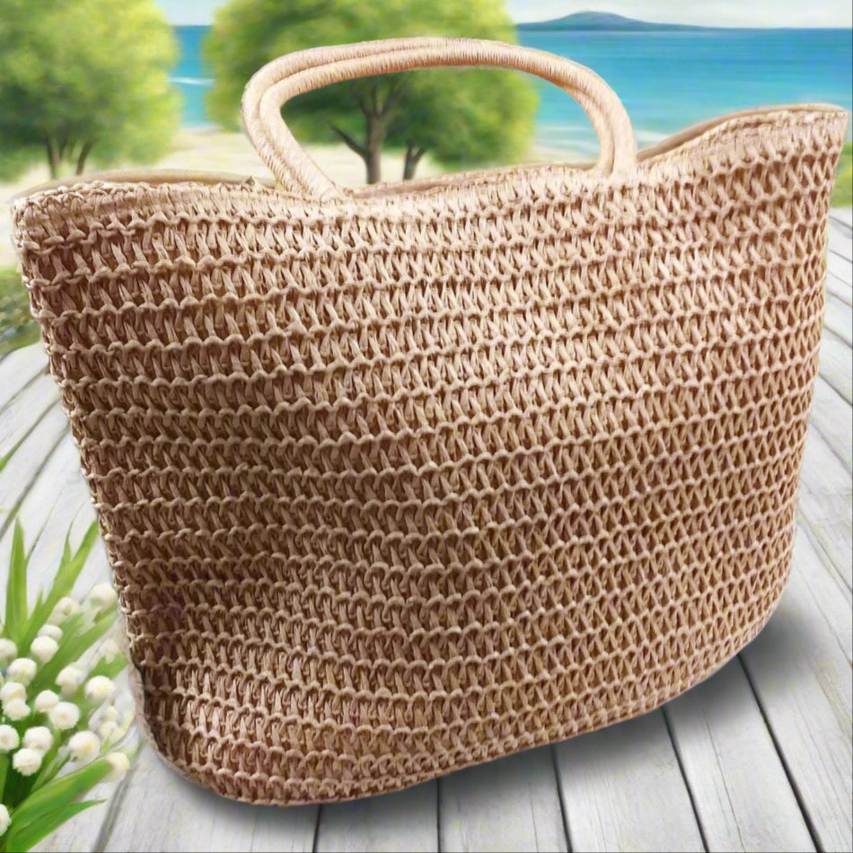 colore beige corda ecrù sacca da mare spiaggia estiva per estate 2023 borsa di paglia lavorazione corda rafia carta da decorare personalizzare con fiori uncinetto mattonelle granny completa manici