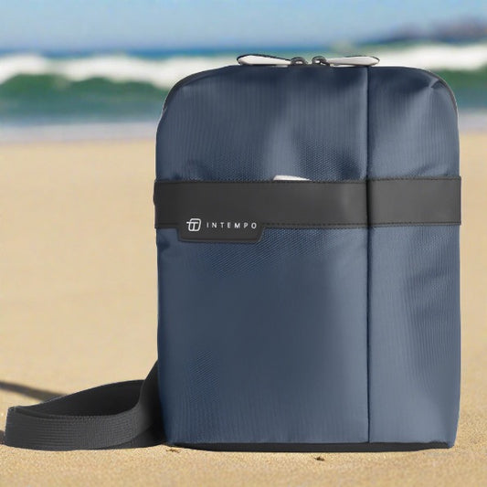 colore blu borsa tracolla job intempo borsello donna uomo accessori moda pratici in tessuto tecnico antigraffio