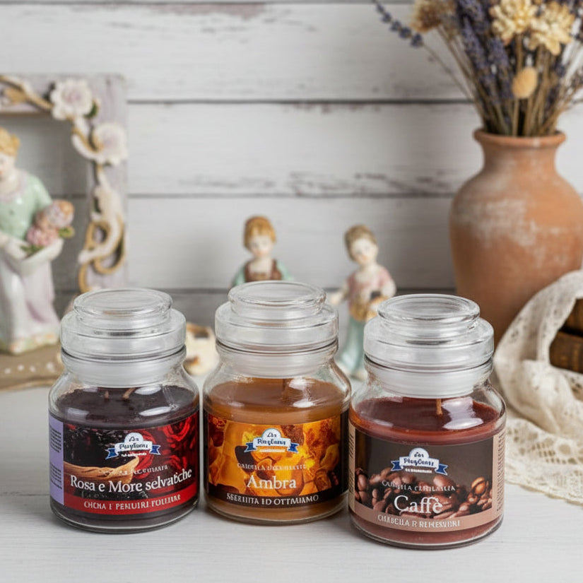 frutti rossi lavanda rosa more selvatiche ambra caffè caramello vaniglia candele profumate La Briantina aromaterapia colori profumi giare di vetro piccole idee da regalare bomboniere matrimonio ricordini particolari originali