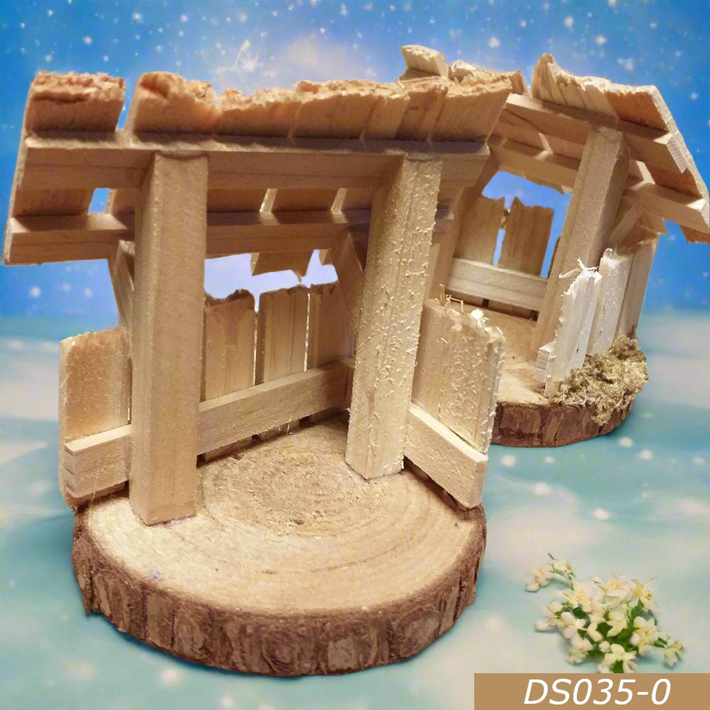 negozio capanna in legno vuota per Presepe piccolo di mini statuine Natività modello stalla arredo Presepi accessori Natale statuette 4-5 cm