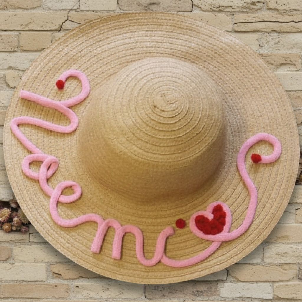 idea fai da te tesa alta economico cappello paglia rafia estivo per mare spiaggia da decorare personalizzare scritte nomi tricotin con tubolare e pompon uncinetto