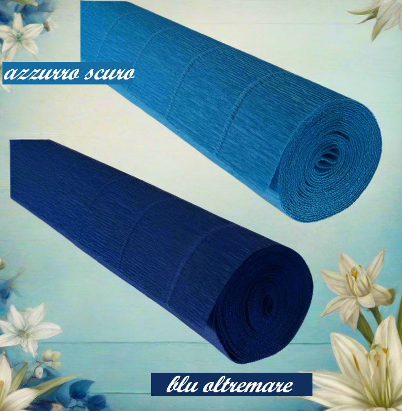 azzurro scuro blu oltremare carta crespata 180 g pesante spessa colorata per fiori fai da te confezionamento fioristi packaging pasquale lavoretti creativi bambini