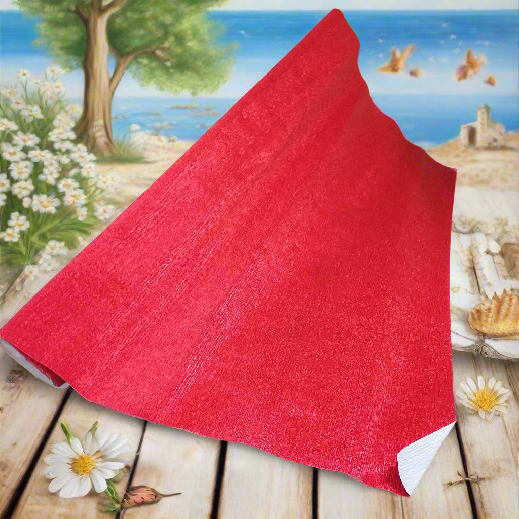 rosso metallizzato negozio colori carta crespa 60 g per fiori foglie lavori decorazioni stella di Natale allestimento Presepe vetrinistica packaging confezioni regalo e bomboniere fai da te creativo