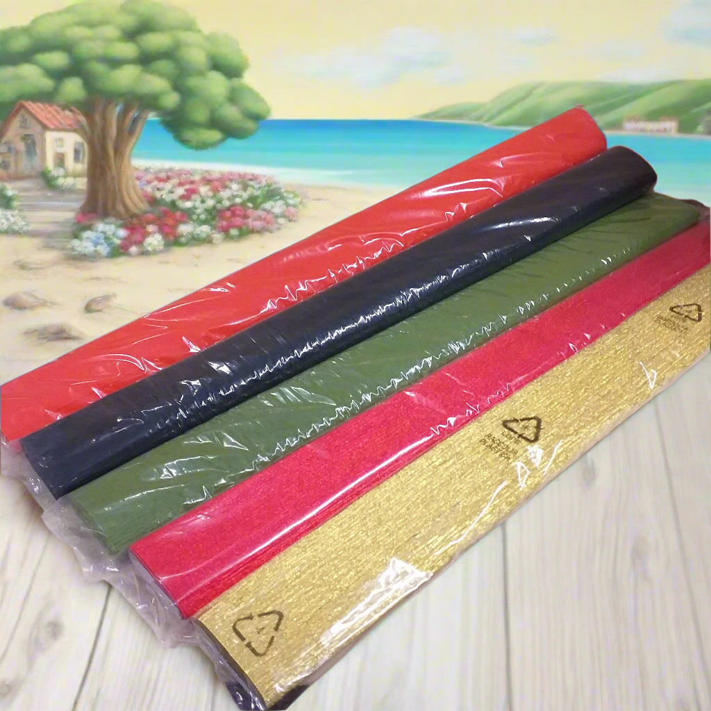 arancione nero verde rosso metallizzato oro dorato negozio colori carta crespa 60 g per fiori foglie lavori decorazioni stella di Natale allestimento Presepe vetrinistica packaging confezioni regalo e bomboniere fai da te creativo