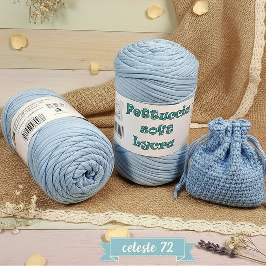 soft MAS lycra fettuccia celeste borse uncinetto filato morbido uso sferruzzare lavori a maglia crochet knitting pochette clutch bags e cestini corredino neonato