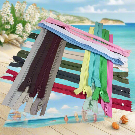 assortimento cerniere colori della terra, pastelli marshmallow, baby, basic chiusure lampo con zip per borse artigianali fai da te uncinetto lavori con ferri da maglia pochette stoffa clutch bags chunky borsette di cucito creativo