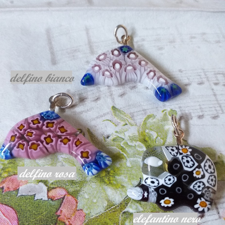 murrine charms ciondoli delfino elefante pendenti bracciali collane artigianali fai da te tema animali