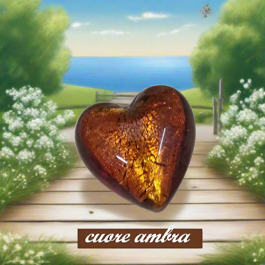forma cuore colori oro ambra argento charms ciondoli negozio online vendita perle vetro veneziano Murano pendenti fai da te gioielli bijoux di bigiotteria perline collane orecchini