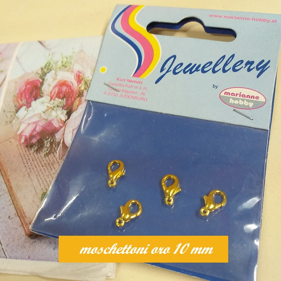 10 mm ganci moschettoni colore oro per collane bracciali gioielli bijoux di bigiotteria