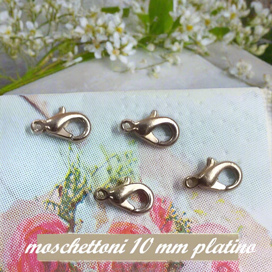 10 mm ganci moschettoni colore argento scuro platino per collane bracciali gioielli bijoux di bigiotteria