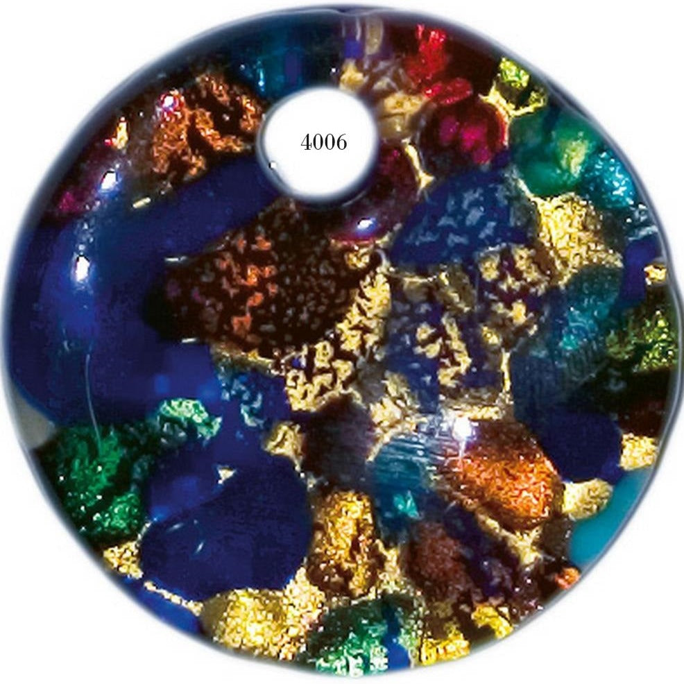 multicolore piastra rotonda 5 cm stile Murano ciondolo vetro per collana pendente grande fai da te gioielli bijoux bigiotteria