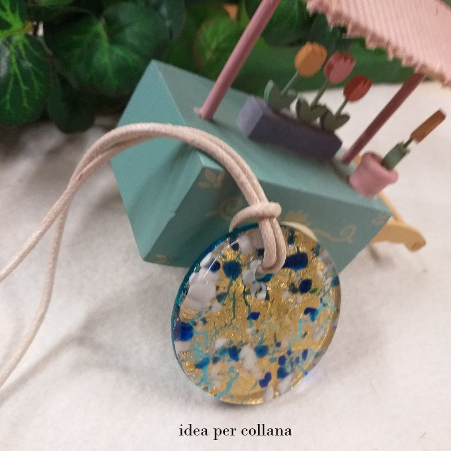 idea fai da te azzurro piastra rotonda 5 cm stile Murano ciondolo vetro per collana pendente grande fai da te gioielli bijoux bigiotteria