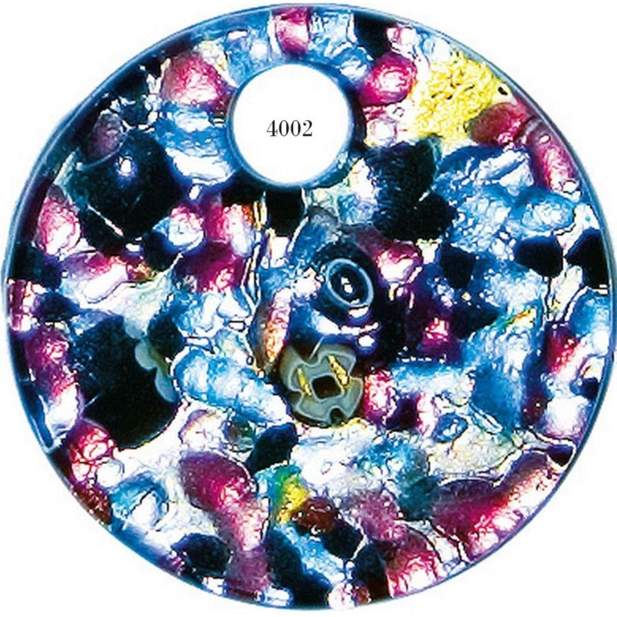 nero argento piastra rotonda 5 cm stile Murano ciondolo vetro per collana pendente grande fai da te gioielli bijoux bigiotteria