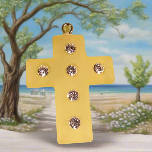 charms per bambini ragazzi Croce ciondolo resina simil-polaris strass di brillantini idea regalo gadget souvenir ricordino pensierino maestre catechiste bomboniera religiosa