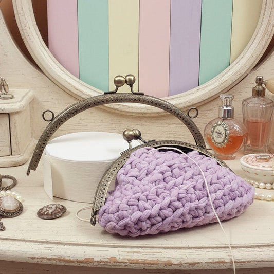 come cucire chiusura clic clac clasp a scatto ottone antico metallo dorato 20 cm per pochette borse da sera all'uncinetto buste cosmetici con filo cerato cordino