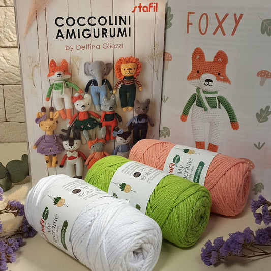 filato cotone macramè per foxy bambola di pupazzo amigurumi uncinetto serie coccolini stafil abbinato al catalogo libretto