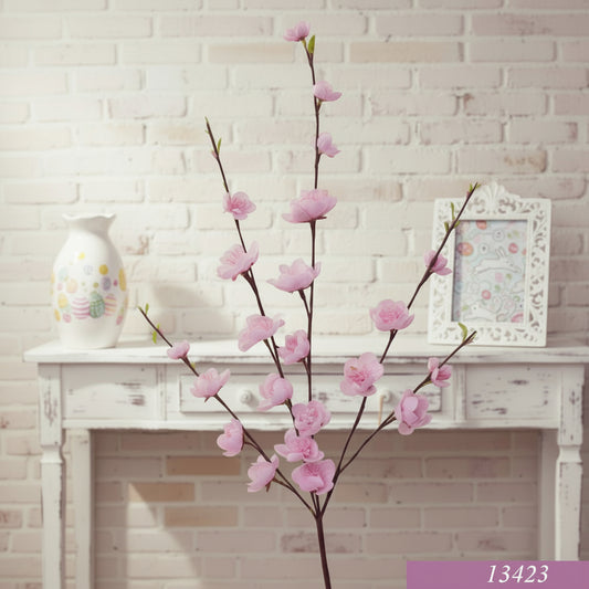 ramo bouquet 50 cm vetrina fiori di pesco finti artificiali rosa chiaro composizione piantina idea fai da te addobbi decorazioni vetrine negozio primavera pasquale centrotavola packaging confezionamento