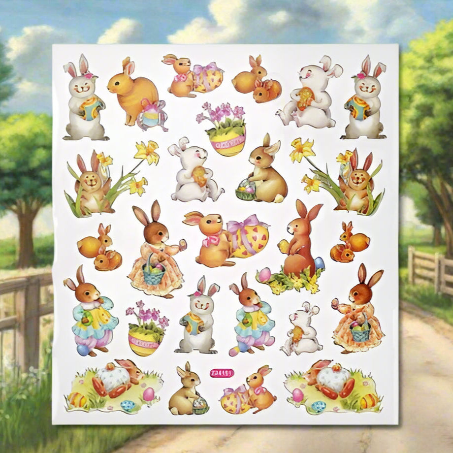 coniglietti ovetti colorati fiori sticker autoadesivi etichette tag per decorazioni addobbi pasquali segnaposto chiudipacco confezione regalo
