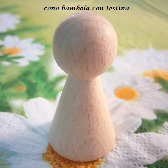 grande cono di legno con testina come base per angeli angioletti bamboline statuine decorare con lavoretti di attività Creative bambini