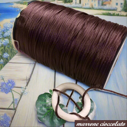 marrone cioccolato coda di topo cordino borse uncinetto satinato sintetico cordoncino 2 mm corda di raso pochette clutch bags borsettine cerimonia