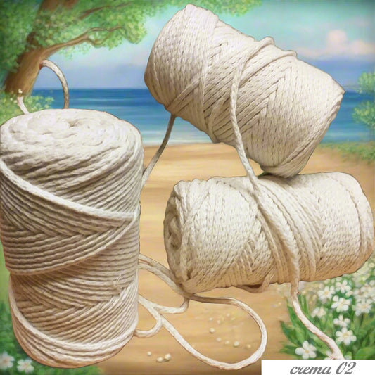 108075 crema panna cordino macramè 4 mm filato corda stafil cordy cotone intrecciato cordoncino per tende borse nodi marinari spago uso lavorazione a mano uncinetto