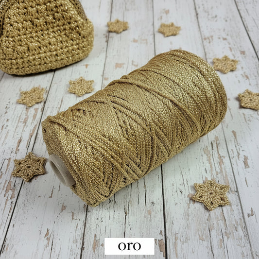 Thai cordino lamè lurex borse uncinetto 400 g oro argento multicolore