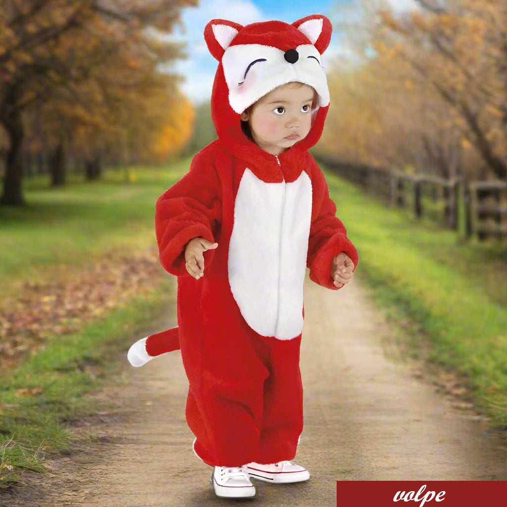 baby bebè volpe abito carnevale costume vestito bimbo bimba 1 anno 12-18 mesi tema animali arca di noè