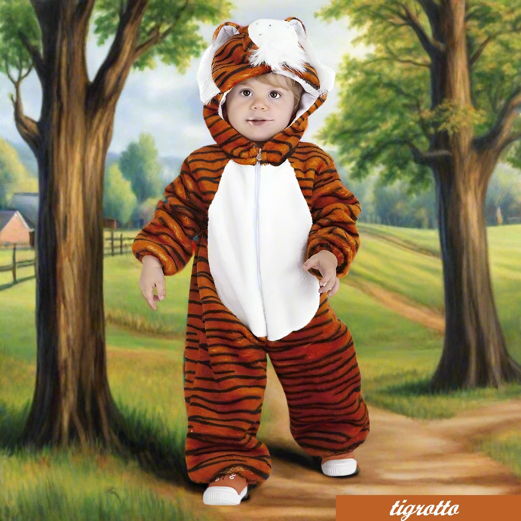 baby bebè tigrotto abito carnevale costume vestito bimbo bimba 1 anno 12-18 mesi tema animali arca di noè