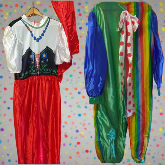 pagliaccio gitana gipsy vestito abito costume carnevale da adulti raso bianco rosso nero fiori collana bandana per vestito lungo carnevale tuta a righe con fiocco