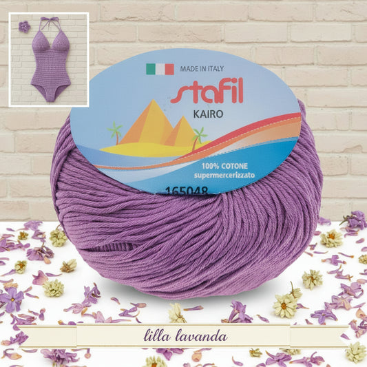stafil made in italy kairo 165048 50 g 127.5 m glicine lilla lavanda gomitolo filo di cotone grosso per uncinetto ferri lavori a maglia 3-4 uso sferruzzare crochet top costumi estivi scialli maglie sandali espadrillas amigurumi centrini
