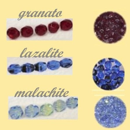 granato lazalite malachite mezzi cristalli perline collane e bigiotteria offerta perle 4 mm sfaccettate uso tessitura intreccio uncinetto orecchini portachiavi animaletti