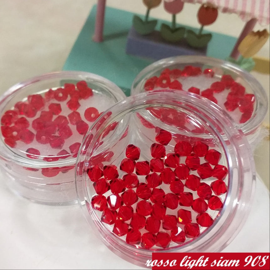 rosso light siam rombetti Preciosa 4 mm perline bicono uso creare lavorazione artigianale orecchini anelli gioielli bijoux di bigiotteria perle beads