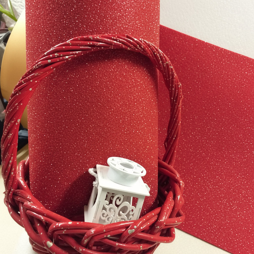 rosso feltro glitterato con brillantini spessore rigido duro 3 mm adatto per fai da te lanterne con fustella fiori decorazioni addobbi pasqua natale