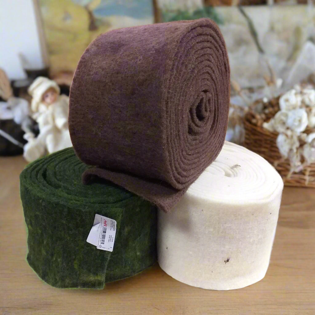 marrone scuro verde loden panna nastro di feltro lana cotta panno da infeltrire per decorazioni addobbi natalizi rivestire vasi di terracotta base albero natale sagome palline polistirolo bambole di pezza