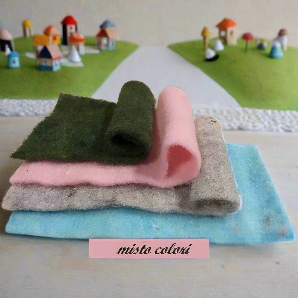 misto colori assortiti 99 mix tessuto stoffa feltro pura lana cotta modellabile uso lavoretti natalizi creare bambola di pezza Natale addobbi decorazioni streghetta befanella Halloween gnomi del bosco primavera pasquali